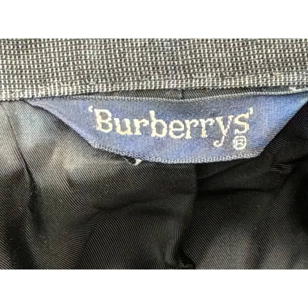 Vintage Burberrys Mens 46 Gray Blue Plaid 100% Wool Blazer Sport Coat